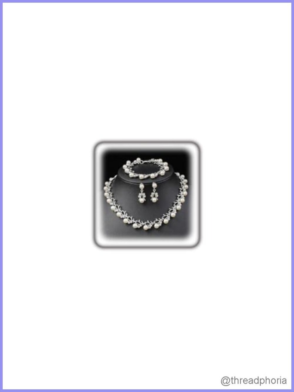 Bridal Jewelry Set - Rhinestone Pearl Bracelet Necklace Earring Set for Party